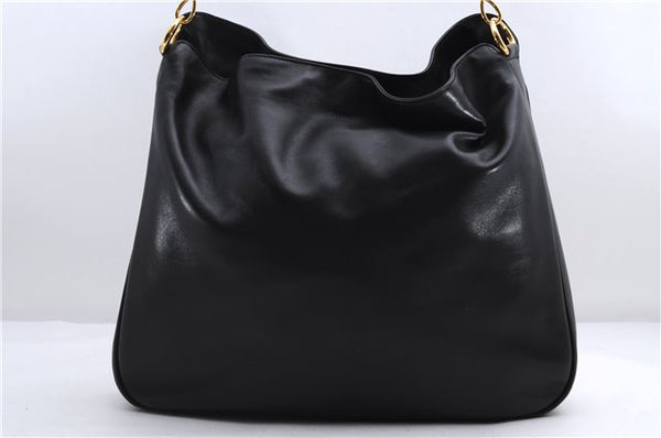 Authentic GUCCI Bamboo Vintage 2Way Shoulder Tote Bag Leather Black Junk 2850E