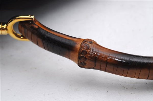 Authentic GUCCI Bamboo Vintage 2Way Shoulder Tote Bag Leather Black Junk 2850E