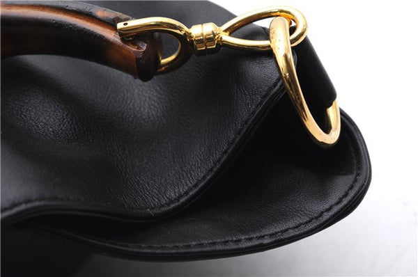 Authentic GUCCI Bamboo Vintage 2Way Shoulder Tote Bag Leather Black Junk 2850E