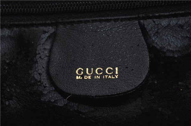 Authentic GUCCI Bamboo Vintage 2Way Shoulder Tote Bag Leather Black Junk 2850E