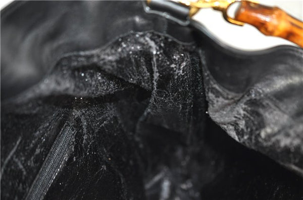 Authentic GUCCI Bamboo Vintage 2Way Shoulder Tote Bag Leather Black Junk 2850E