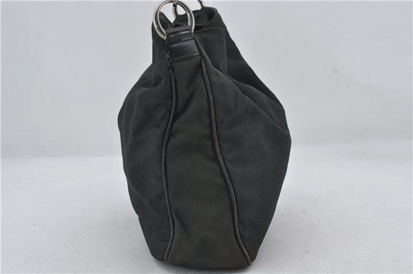 Authentic GUCCI Bamboo 2Way Shoulder Hand Bag Nylon Leather 0011638 Green 2855E