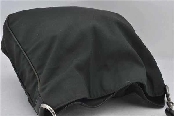 Authentic GUCCI Bamboo 2Way Shoulder Hand Bag Nylon Leather 0011638 Green 2855E