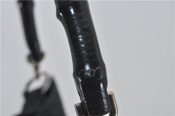 Authentic GUCCI Bamboo 2Way Shoulder Hand Bag Nylon Leather 0011638 Green 2855E