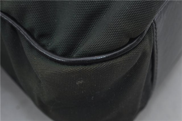 Authentic GUCCI Bamboo 2Way Shoulder Hand Bag Nylon Leather 0011638 Green 2855E