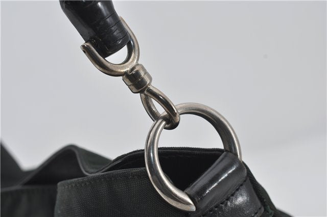 Authentic GUCCI Bamboo 2Way Shoulder Hand Bag Nylon Leather 0011638 Green 2855E