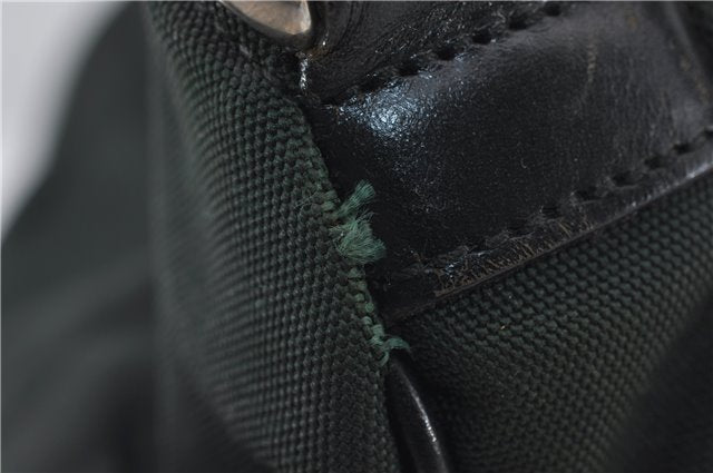 Authentic GUCCI Bamboo 2Way Shoulder Hand Bag Nylon Leather 0011638 Green 2855E