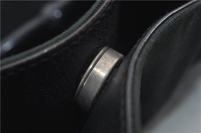 Authentic GUCCI Bamboo 2Way Shoulder Hand Bag Nylon Leather 0011638 Green 2855E