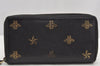 Authentic GUCCI Bee & Star Vintage Long Wallet Purse Leather 495062 Black 2856I