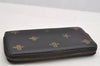 Authentic GUCCI Bee & Star Vintage Long Wallet Purse Leather 495062 Black 2856I