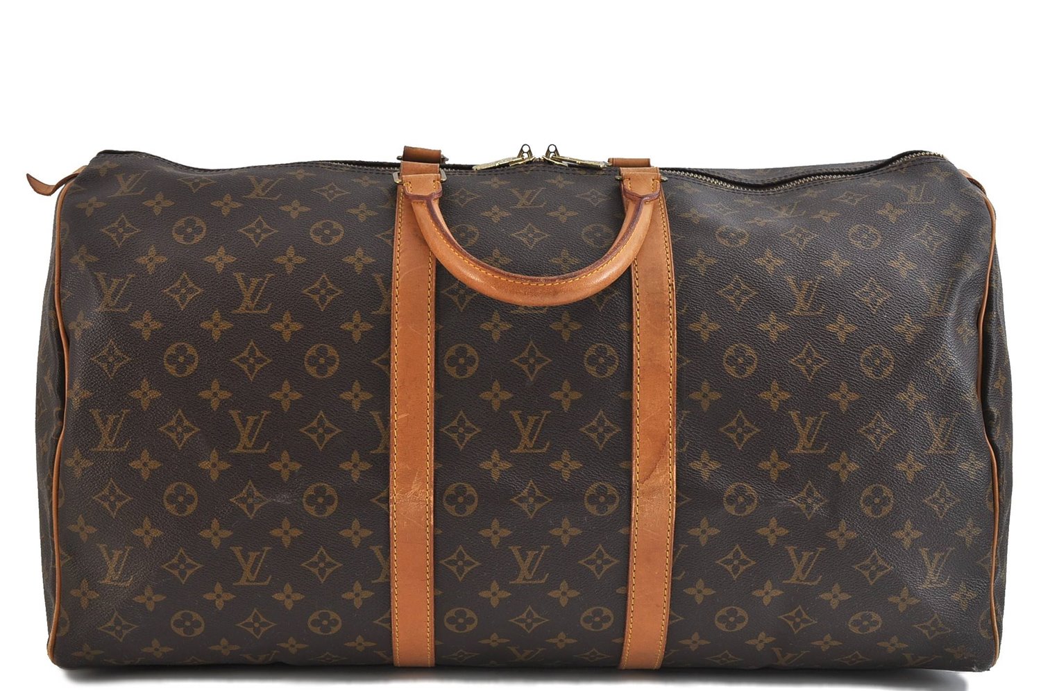 Authentic Louis Vuitton Monogram Keepall 55 Boston Bag M41424 LV 2858D