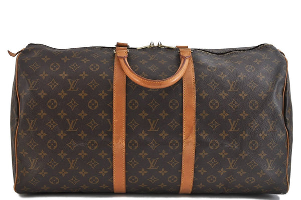 Authentic Louis Vuitton Monogram Keepall 55 Boston Bag M41424 LV 2858D