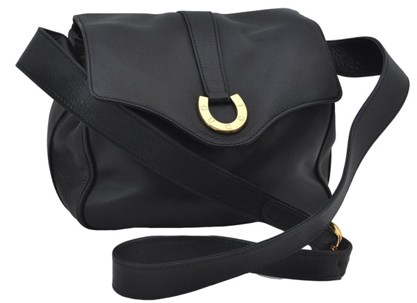 Authentic GUCCI Vintage Shoulder Cross Body Bag Purse Leather Black Junk 2858E