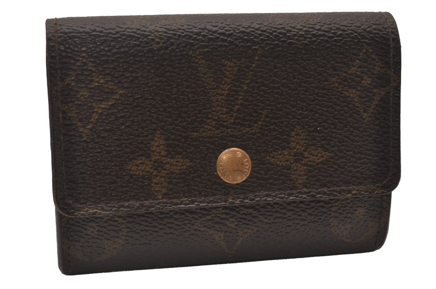 Authentic Louis Vuitton Monogram Porte Monnaie Plat Coin Purse M61930 LV 2858I