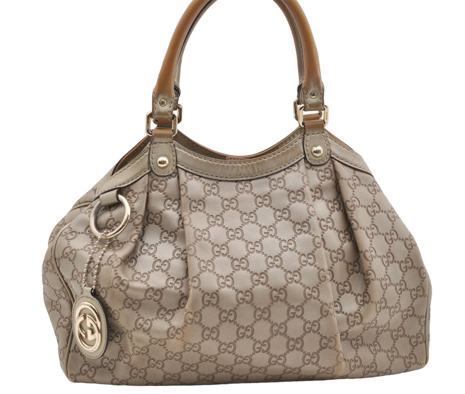 Authentic GUCCI Guccissima Sukey Shoulder Tote Bag GG Leather 211944 Gold 2860E