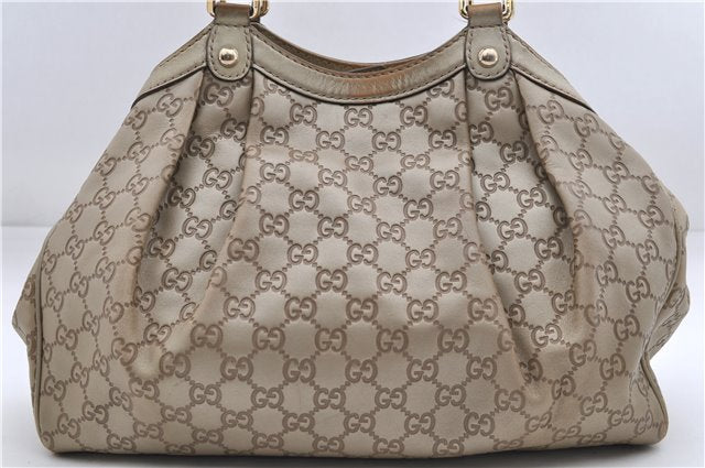 Authentic GUCCI Guccissima Sukey Shoulder Tote Bag GG Leather 211944 Gold 2860E
