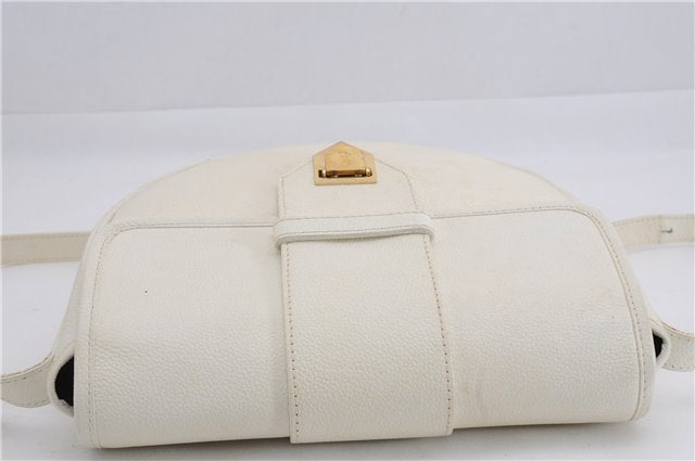 Authentic YVES SAINT LAURENT Shoulder Cross Body Bag Purse Leather White 2861E