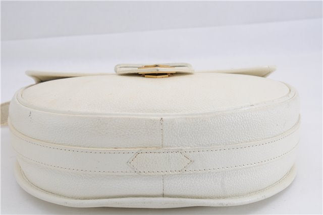 Authentic YVES SAINT LAURENT Shoulder Cross Body Bag Purse Leather White 2861E