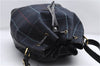 Authentic Burberrys Vintage Check Shoulder Cross Body Bag PVC Leather Navy 2862E