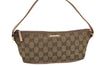Authentic GUCCI Sherry Line Hand Bag Pouch GG Canvas Leather 141809 Brown 2862I