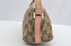 Authentic GUCCI Sherry Line Hand Bag Pouch GG Canvas Leather 141809 Brown 2862I