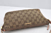 Authentic GUCCI Sherry Line Hand Bag Pouch GG Canvas Leather 141809 Brown 2862I