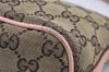 Authentic GUCCI Sherry Line Hand Bag Pouch GG Canvas Leather 141809 Brown 2862I