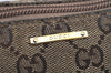Authentic GUCCI Sherry Line Hand Bag Pouch GG Canvas Leather 141809 Brown 2862I