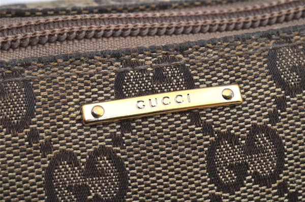 Authentic GUCCI Sherry Line Hand Bag Pouch GG Canvas Leather 141809 Brown 2862I
