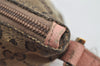 Authentic GUCCI Sherry Line Hand Bag Pouch GG Canvas Leather 141809 Brown 2862I