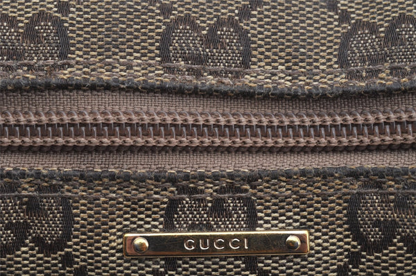 Authentic GUCCI Sherry Line Hand Bag Pouch GG Canvas Leather 141809 Brown 2862I