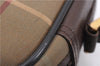 Authentic Burberrys Check Shoulder Cross Body Bag Canvas Leather Brown 2863E