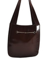 Authentic GUCCI Vintage Horsebit Shoulder Bag Purse Enamel Brown Junk 2863I