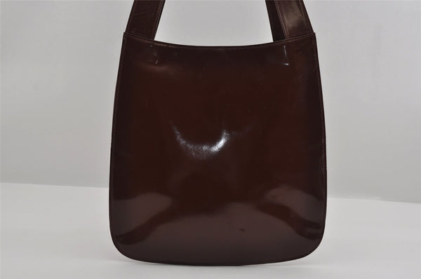 Authentic GUCCI Vintage Horsebit Shoulder Bag Purse Enamel Brown Junk 2863I