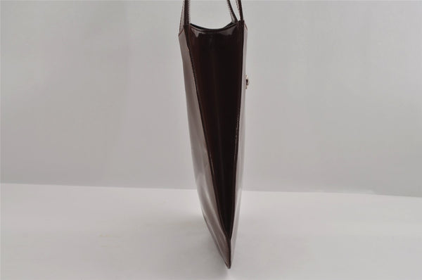 Authentic GUCCI Vintage Horsebit Shoulder Bag Purse Enamel Brown Junk 2863I