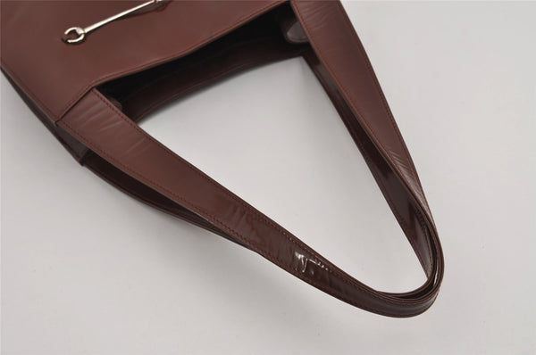 Authentic GUCCI Vintage Horsebit Shoulder Bag Purse Enamel Brown Junk 2863I