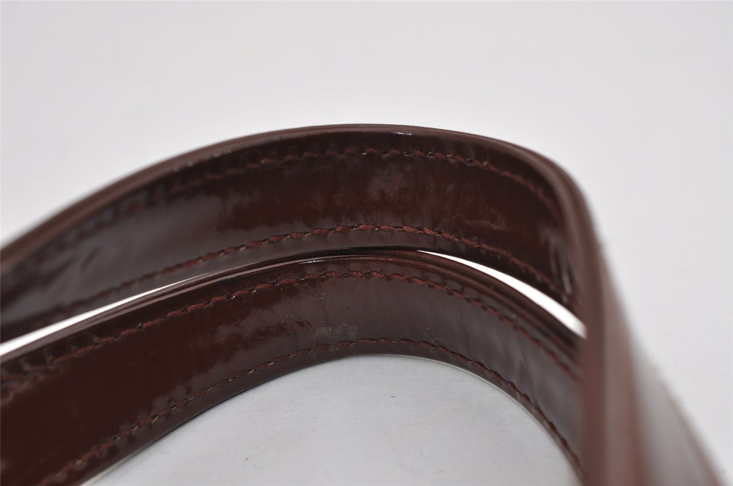 Authentic GUCCI Vintage Horsebit Shoulder Bag Purse Enamel Brown Junk 2863I