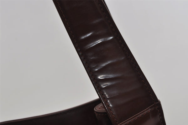 Authentic GUCCI Vintage Horsebit Shoulder Bag Purse Enamel Brown Junk 2863I