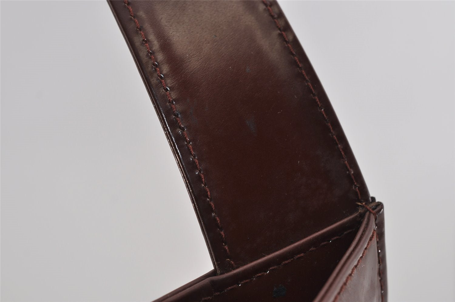 Authentic GUCCI Vintage Horsebit Shoulder Bag Purse Enamel Brown Junk 2863I