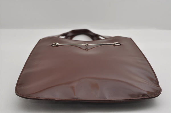 Authentic GUCCI Vintage Horsebit Shoulder Bag Purse Enamel Brown Junk 2863I