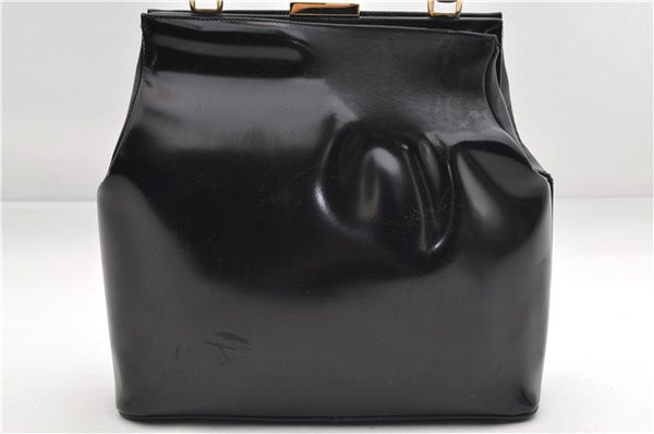 Authentic GUCCI Bamboo Vintage Shoulder Hand Bag Purse Enamel Black 2864E