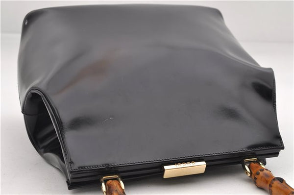 Authentic GUCCI Bamboo Vintage Shoulder Hand Bag Purse Enamel Black 2864E