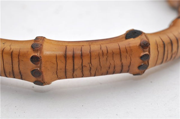 Authentic GUCCI Bamboo Vintage Shoulder Hand Bag Purse Enamel Black 2864E