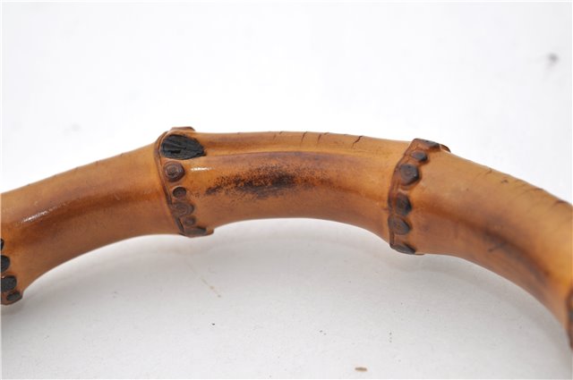 Authentic GUCCI Bamboo Vintage Shoulder Hand Bag Purse Enamel Black 2864E