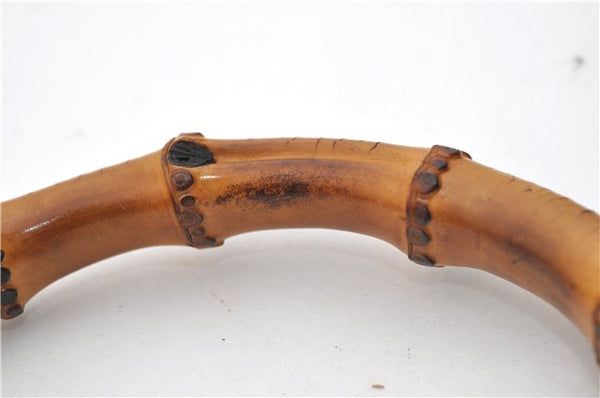 Authentic GUCCI Bamboo Vintage Shoulder Hand Bag Purse Enamel Black 2864E