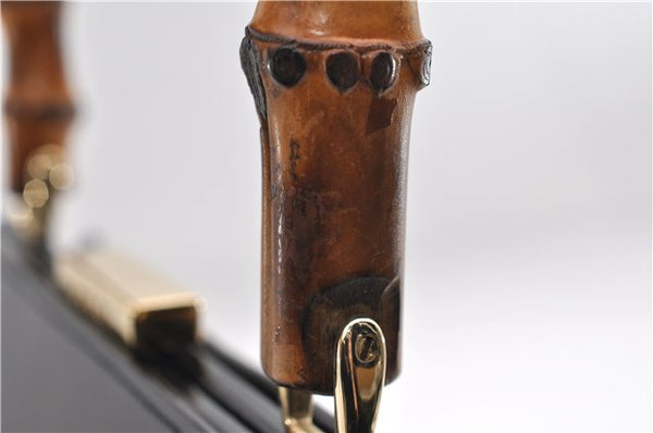 Authentic GUCCI Bamboo Vintage Shoulder Hand Bag Purse Enamel Black 2864E