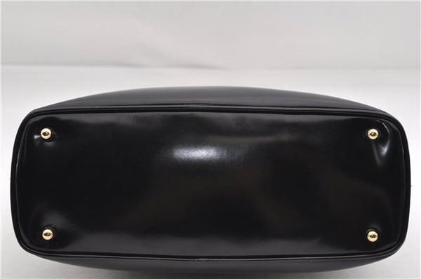 Authentic GUCCI Bamboo Vintage Shoulder Hand Bag Purse Enamel Black 2864E