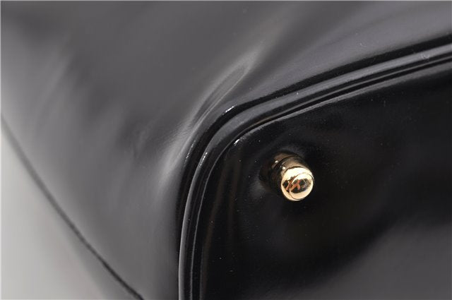 Authentic GUCCI Bamboo Vintage Shoulder Hand Bag Purse Enamel Black 2864E