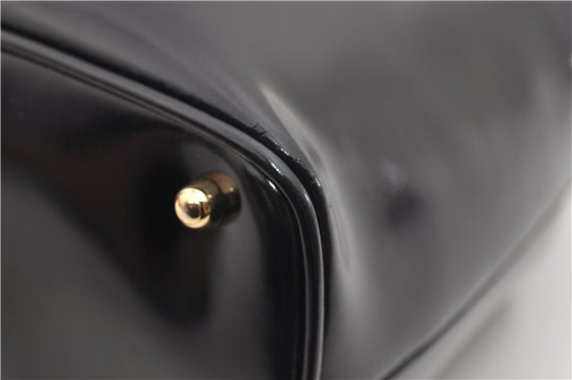 Authentic GUCCI Bamboo Vintage Shoulder Hand Bag Purse Enamel Black 2864E