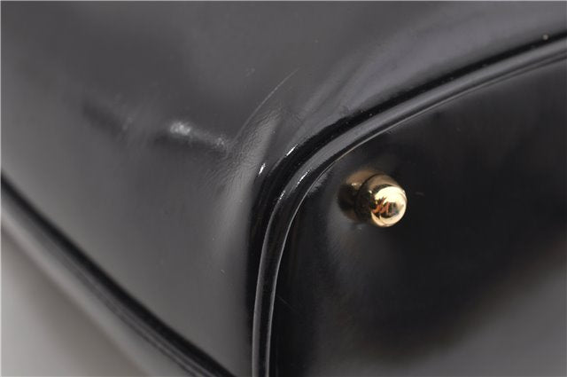 Authentic GUCCI Bamboo Vintage Shoulder Hand Bag Purse Enamel Black 2864E